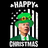 Happy Christmas Joe Biden Funny St Patrick's Day Stripe Pom Pom Beanie