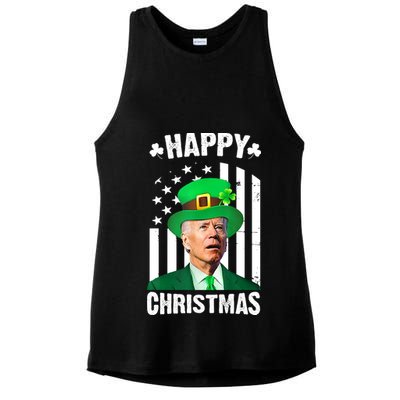 Happy Christmas Joe Biden Funny St Patrick's Day Ladies PosiCharge Tri-Blend Wicking Tank