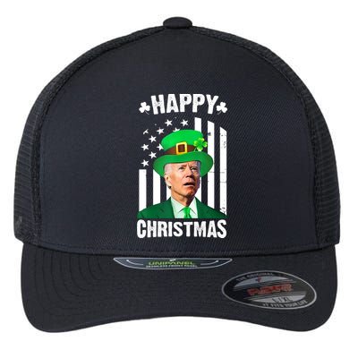 Happy Christmas Joe Biden Funny St Patrick's Day Flexfit Unipanel Trucker Cap
