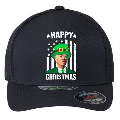 Happy Christmas Joe Biden Funny St Patrick's Day Flexfit Unipanel Trucker Cap