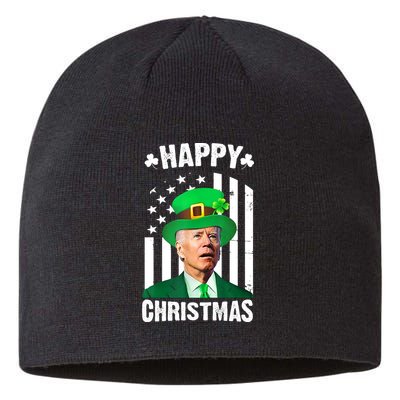Happy Christmas Joe Biden Funny St Patrick's Day Sustainable Beanie