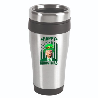Happy Christmas Joe Biden Funny St Patrick's Day 16oz Travel Tumbler