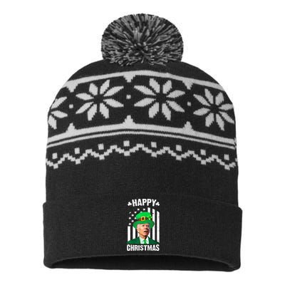 Happy Christmas Joe Biden Funny St Patrick's Day USA-Made Snowflake Beanie