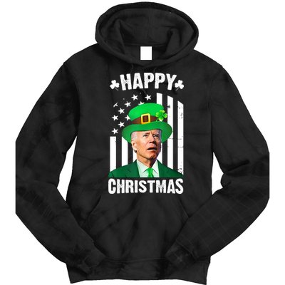 Happy Christmas Joe Biden Funny St Patrick's Day Tie Dye Hoodie