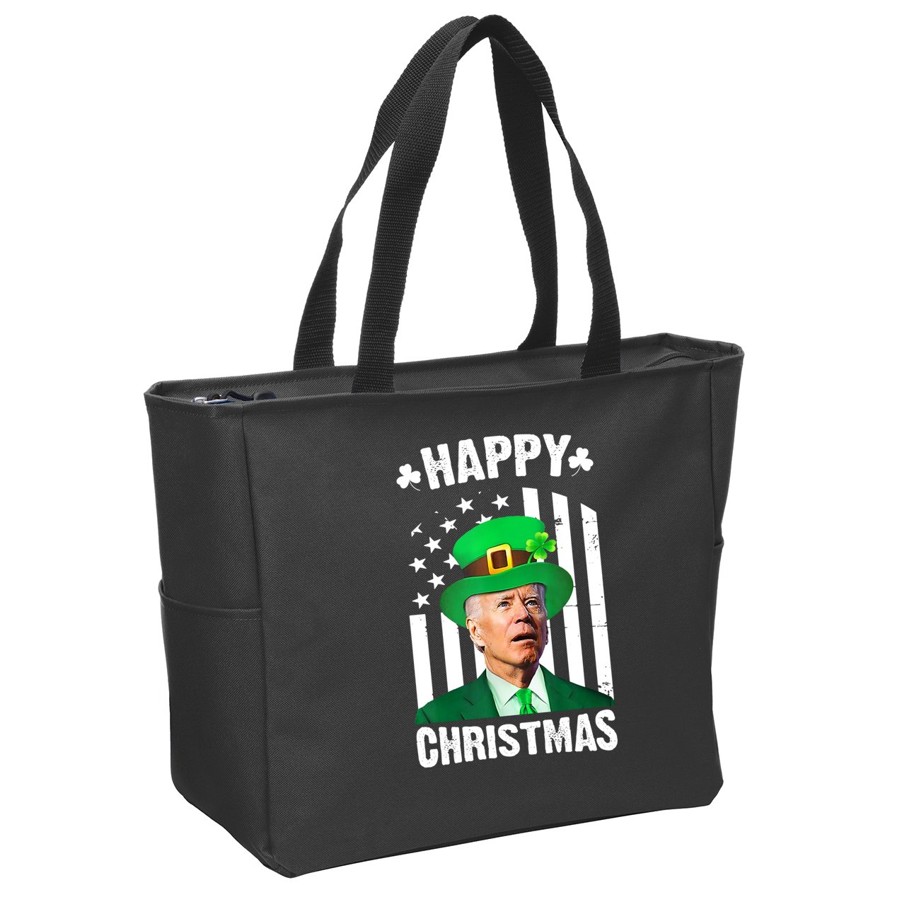 Happy Christmas Joe Biden Funny St Patrick's Day Zip Tote Bag