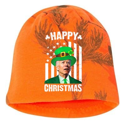 Happy Christmas Joe Biden Funny St Patrick's Day Kati - Camo Knit Beanie