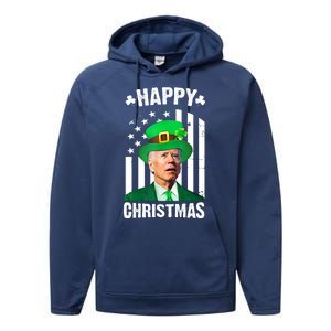 Happy Christmas Joe Biden Funny St Patrick's Day Performance Fleece Hoodie