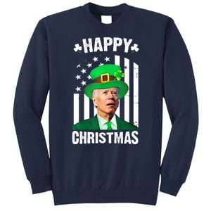 Happy Christmas Joe Biden Funny St Patrick's Day Tall Sweatshirt