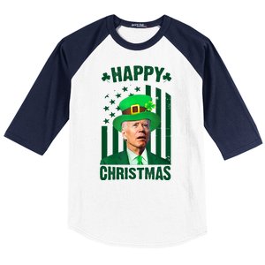 Happy Christmas Joe Biden Funny St Patrick's Day Baseball Sleeve Shirt