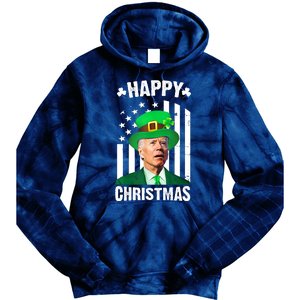 Happy Christmas Joe Biden Funny St Patrick's Day Tie Dye Hoodie