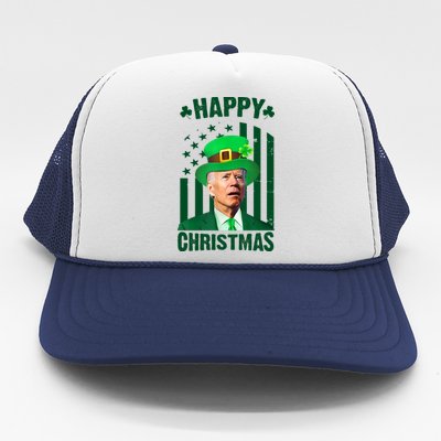 Happy Christmas Joe Biden Funny St Patrick's Day Trucker Hat