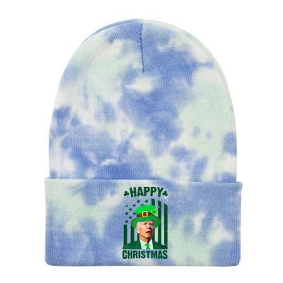 Happy Christmas Joe Biden Funny St Patrick's Day Tie Dye 12in Knit Beanie