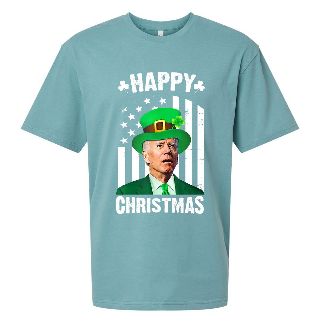 Happy Christmas Joe Biden Funny St Patrick's Day Sueded Cloud Jersey T-Shirt