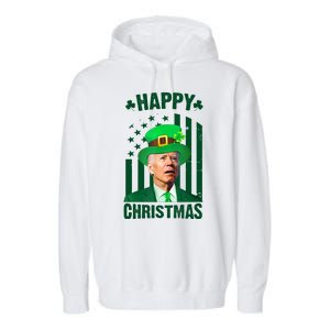 Happy Christmas Joe Biden Funny St Patrick's Day Garment-Dyed Fleece Hoodie