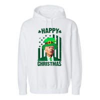 Happy Christmas Joe Biden Funny St Patrick's Day Garment-Dyed Fleece Hoodie