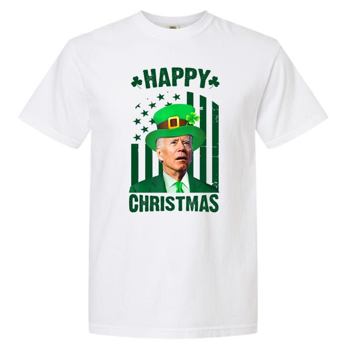 Happy Christmas Joe Biden Funny St Patrick's Day Garment-Dyed Heavyweight T-Shirt