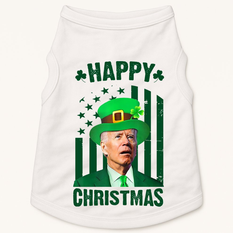 Happy Christmas Joe Biden Funny St Patrick's Day Doggie Tank