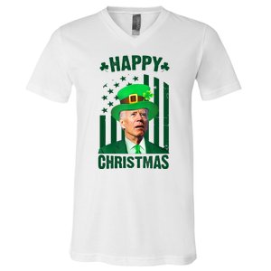 Happy Christmas Joe Biden Funny St Patrick's Day V-Neck T-Shirt