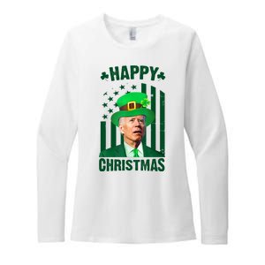 Happy Christmas Joe Biden Funny St Patrick's Day Womens CVC Long Sleeve Shirt