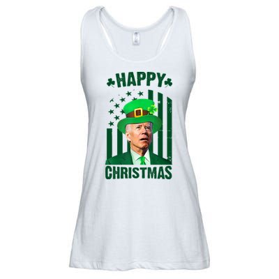 Happy Christmas Joe Biden Funny St Patrick's Day Ladies Essential Flowy Tank