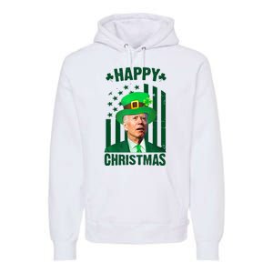 Happy Christmas Joe Biden Funny St Patrick's Day Premium Hoodie