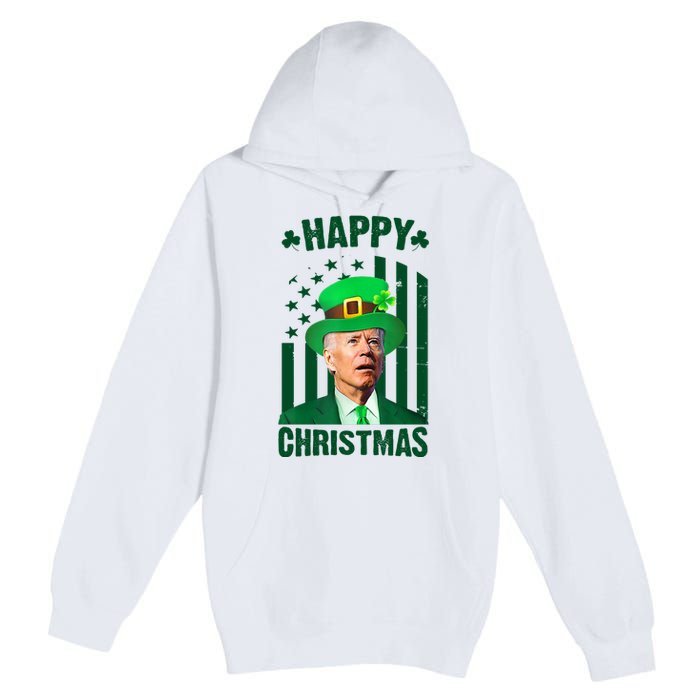 Happy Christmas Joe Biden Funny St Patrick's Day Premium Pullover Hoodie