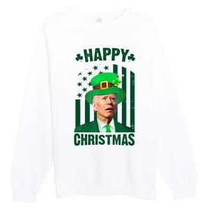 Happy Christmas Joe Biden Funny St Patrick's Day Premium Crewneck Sweatshirt