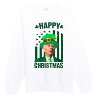 Happy Christmas Joe Biden Funny St Patrick's Day Premium Crewneck Sweatshirt