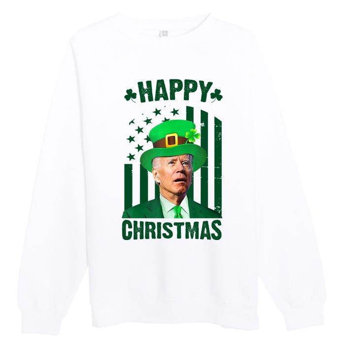 Happy Christmas Joe Biden Funny St Patrick's Day Premium Crewneck Sweatshirt