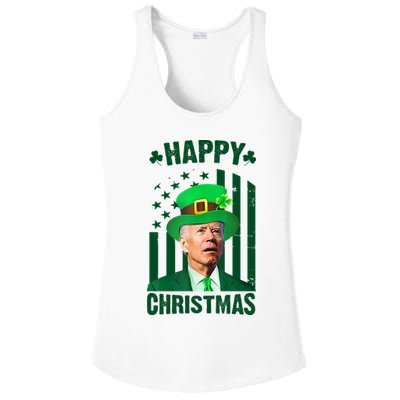Happy Christmas Joe Biden Funny St Patrick's Day Ladies PosiCharge Competitor Racerback Tank