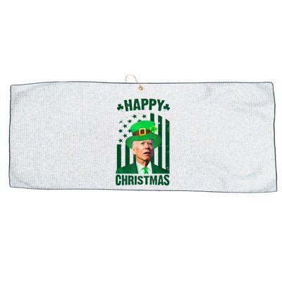 Happy Christmas Joe Biden Funny St Patrick's Day Large Microfiber Waffle Golf Towel