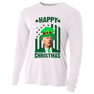 Happy Christmas Joe Biden Funny St Patrick's Day Cooling Performance Long Sleeve Crew