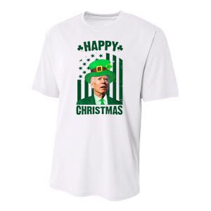 Happy Christmas Joe Biden Funny St Patrick's Day Youth Performance Sprint T-Shirt