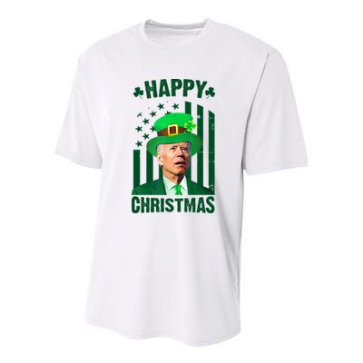 Happy Christmas Joe Biden Funny St Patrick's Day Youth Performance Sprint T-Shirt