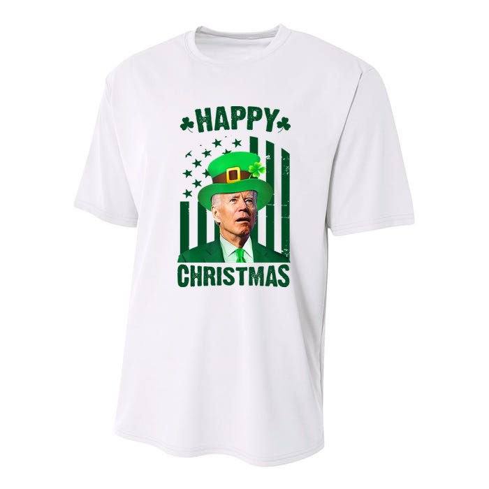 Happy Christmas Joe Biden Funny St Patrick's Day Youth Performance Sprint T-Shirt
