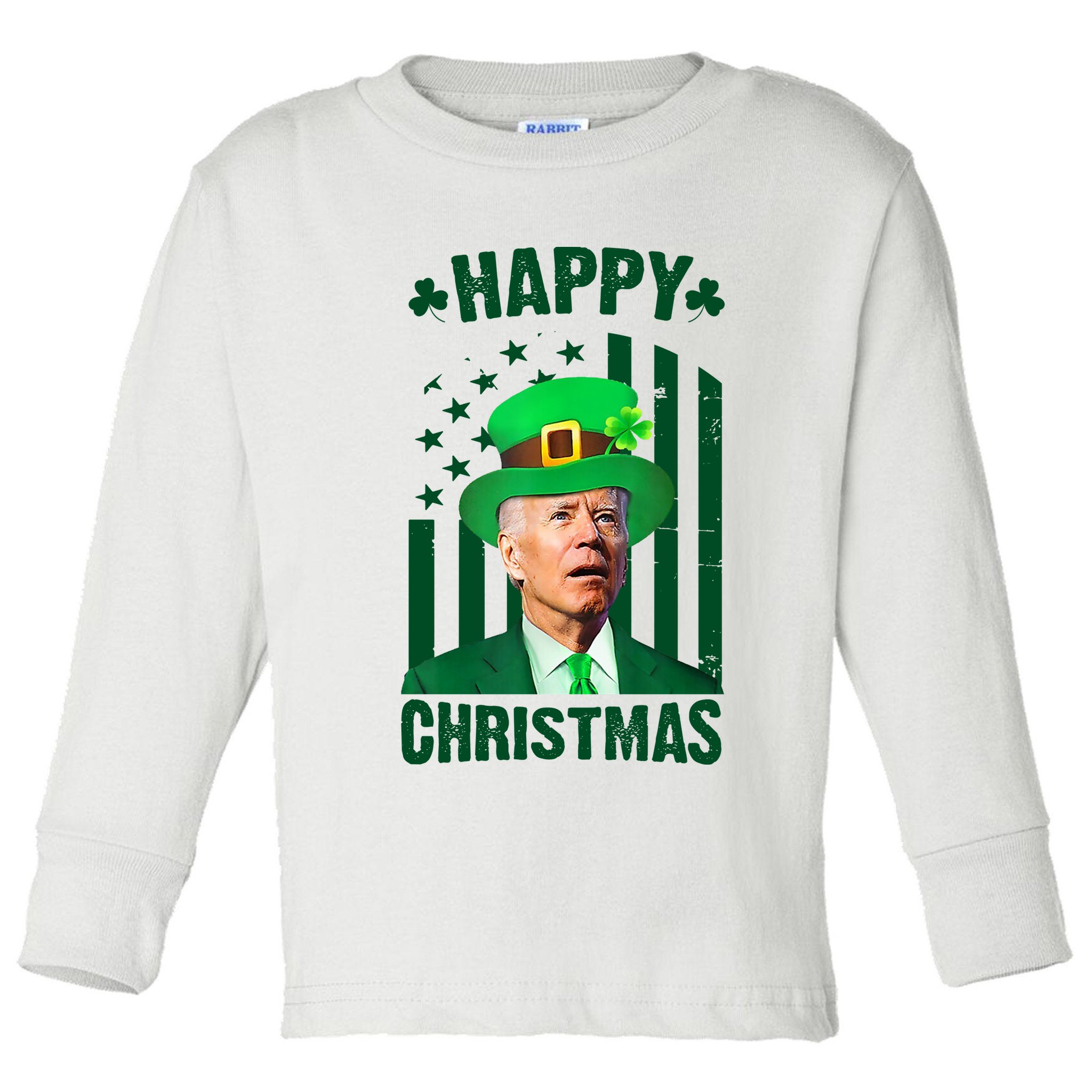 Happy Christmas Joe Biden Funny St Patrick's Day Toddler Long Sleeve Shirt