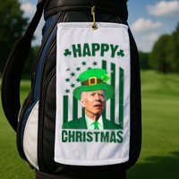 Happy Christmas Joe Biden Funny St Patrick's Day Golf Towel