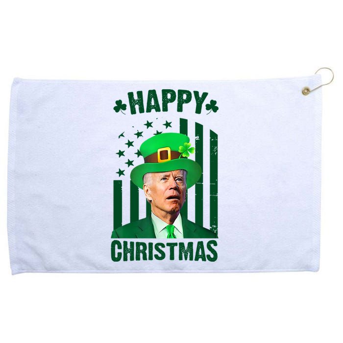 Happy Christmas Joe Biden Funny St Patrick's Day Grommeted Golf Towel