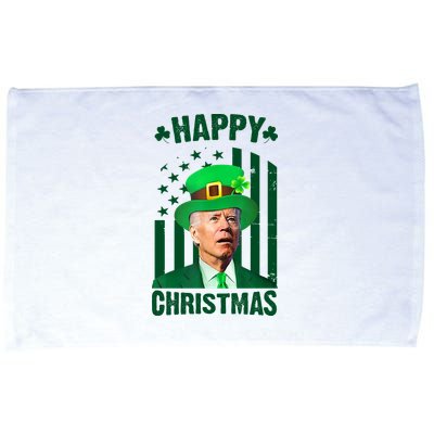 Happy Christmas Joe Biden Funny St Patrick's Day Microfiber Hand Towel