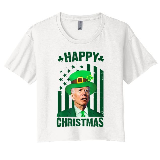 Happy Christmas Joe Biden Funny St Patrick's Day Crop Top