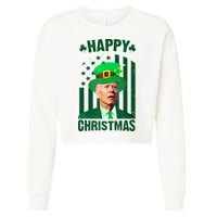 Happy Christmas Joe Biden Funny St Patrick's Day Cropped Pullover Crew
