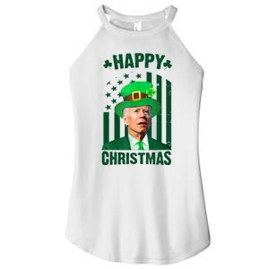 Happy Christmas Joe Biden Funny St Patrick's Day Women’s Perfect Tri Rocker Tank