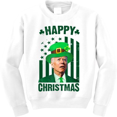 Happy Christmas Joe Biden Funny St Patrick's Day Kids Sweatshirt