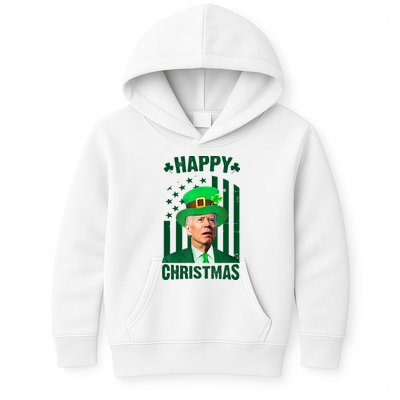 Happy Christmas Joe Biden Funny St Patrick's Day Kids Hoodie