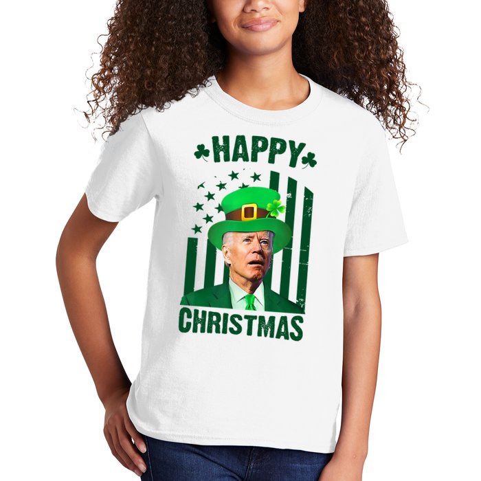 Happy Christmas Joe Biden Funny St Patrick's Day Kids T-Shirt