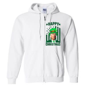 Happy Christmas Joe Biden Funny St Patrick's Day Full Zip Hoodie