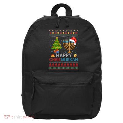 Happy Chrismukkah Jewish Hanukkah Chanukah Ugly Christmas 16 in Basic Backpack
