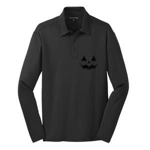 Halloween Costume Jack O Lantern Pumpkin Face Funny Halloween Gift Silk Touch Performance Long Sleeve Polo