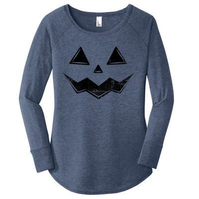 Halloween Costume Jack O Lantern Pumpkin Face Funny Halloween Gift Women's Perfect Tri Tunic Long Sleeve Shirt