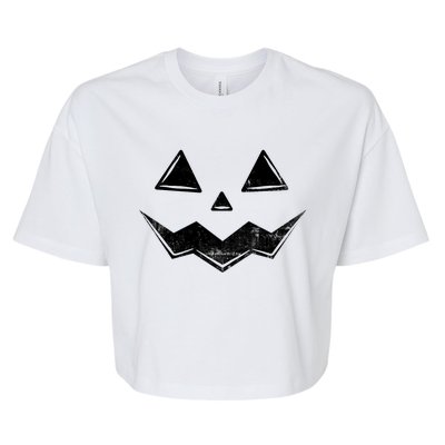 Halloween Costume Jack O Lantern Pumpkin Face Funny Halloween Gift Bella+Canvas Jersey Crop Tee